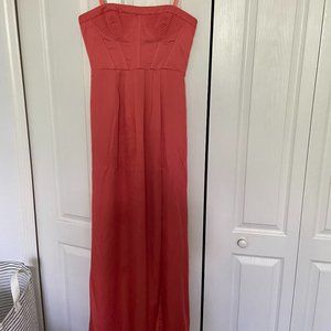 BCBG strapless long dress, coral